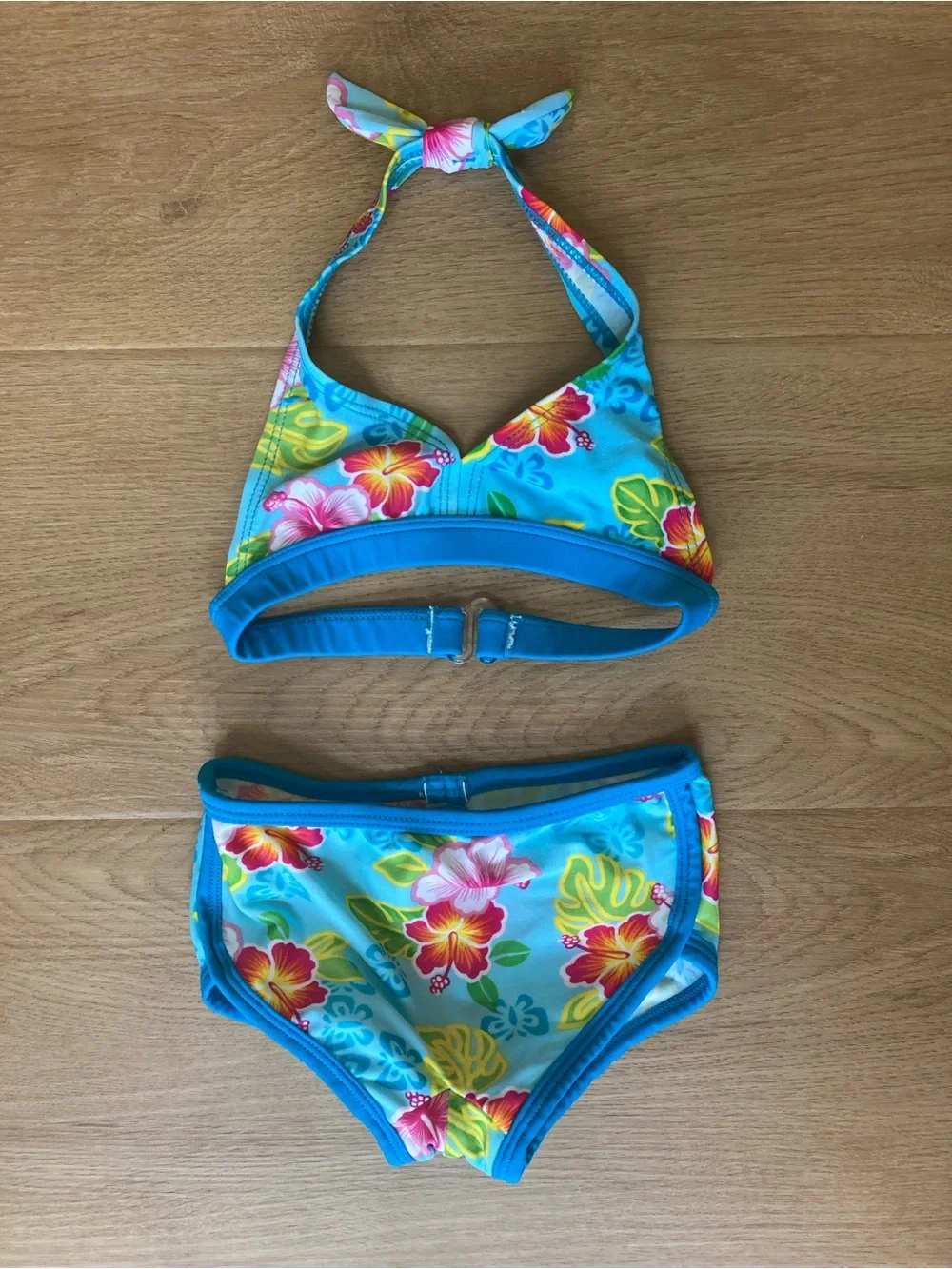 Y2K Blue Tropical Baby Halter Swim Bikini